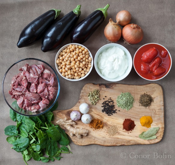 Lamb and Aubergine Curry ingredients